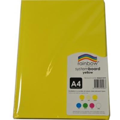 Image for RAINBOW SYSTEM BOARD 200GSM A4 YELLOW PACK 200 from Coastal Office National